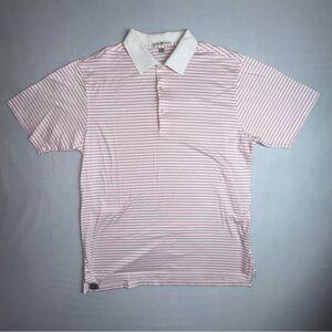 Peter Millar Polo Shirt Mens Medium Red Striped Soft Golf Preppy Collared
